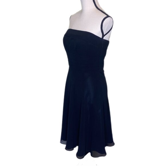 White House Black Market Strapless Black Lined Dress w/Ruched Bodice Size 4 - Picture 2 of 9